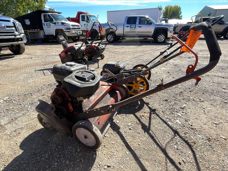 #1845-•-craftsman-gas-powered-push-mower-and-husqvarna-walk-behind-leaf-thatcher-for-parts-only-image-6