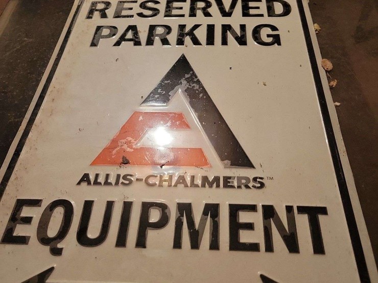 two-allis-chalmers-metal-signs:-reserved-parking-equipment-and-allis-chalmers-rd-street-sign-image-2