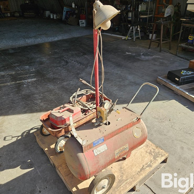 Portable Air Tank, Jumper Cables, And Radio Flyer Wagon And Other Items