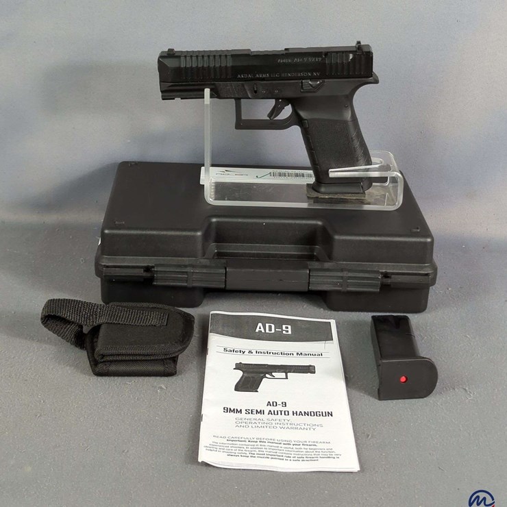 Adler Arms/ Akdal Arms AD-9 9x19 Pistol SN# TH715-24U00401, 2 Total Mags, Backstrap, Nylon Holster, Manual, In Hard Case