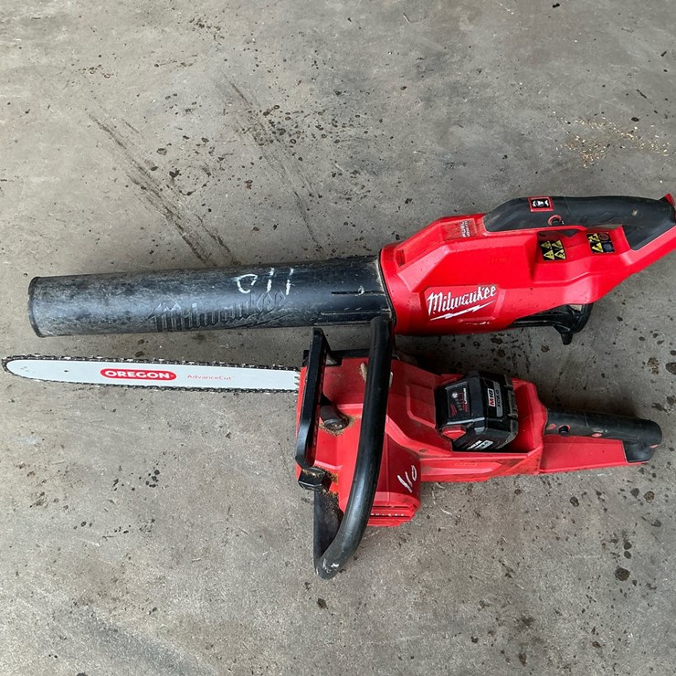 #110 • Milwaukee M18 FUEL 16" Cordless Chainsaw & Handheld Blower Lot