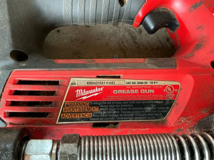 #108-•-milwaukee-m18-cordless-tool-lot:-2706-20-hammer-drill,-2646-20-grease-gun,-48-59-1808-rapid-charger-&-batteries-image-9