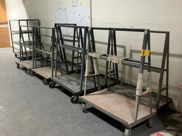 (8)-a-frame-material-handling-carts,-(1)-4-shelf-30'-x-60"-steel-cart-image-2