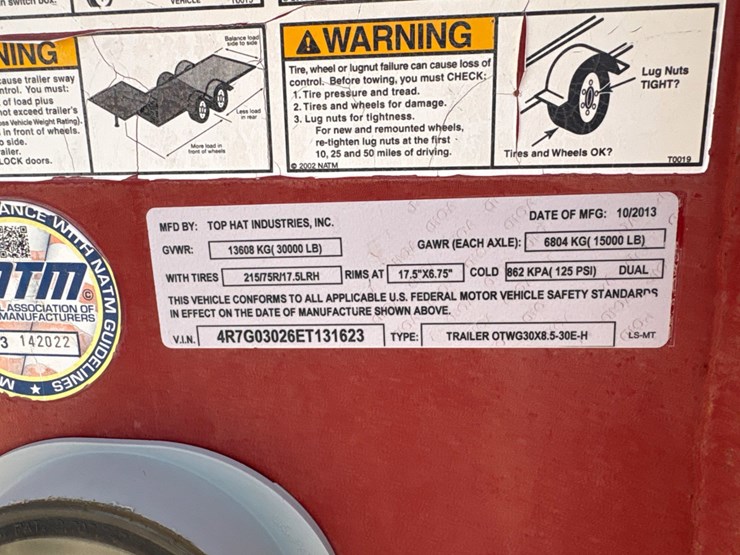 2014-top-hat-trailers-30’-x-102”-t/a-gooseneck-trailer-image-7