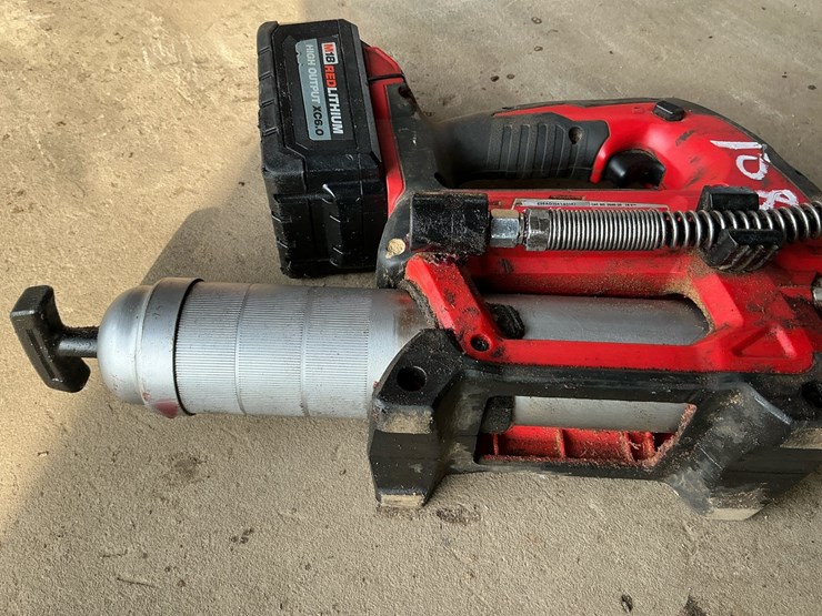 #108-•-milwaukee-m18-cordless-tool-lot:-2706-20-hammer-drill,-2646-20-grease-gun,-48-59-1808-rapid-charger-&-batteries-image-13