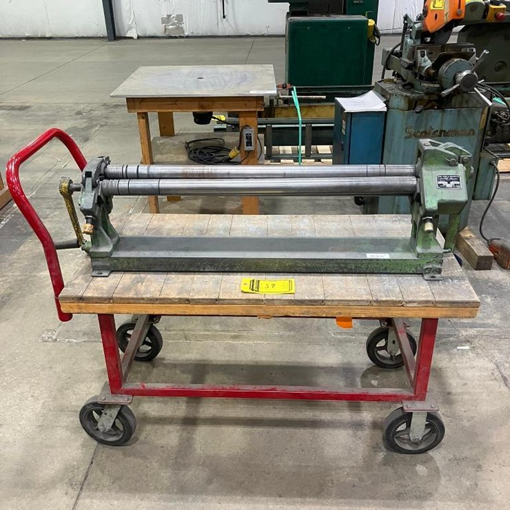 PECK, STOW & WILCOX MODEL 381D MANUAL PLATE BENDING SLIP ROLL, 36" X 22 GAUGE, S/N 3/73