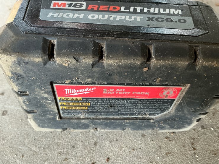 #108-•-milwaukee-m18-cordless-tool-lot:-2706-20-hammer-drill,-2646-20-grease-gun,-48-59-1808-rapid-charger-&-batteries-image-7
