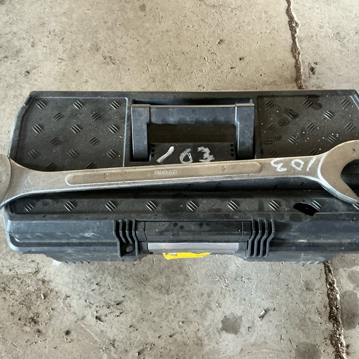 #103 • Assorted Large Combination & Open-End Wrenches with Plastic Tool Box