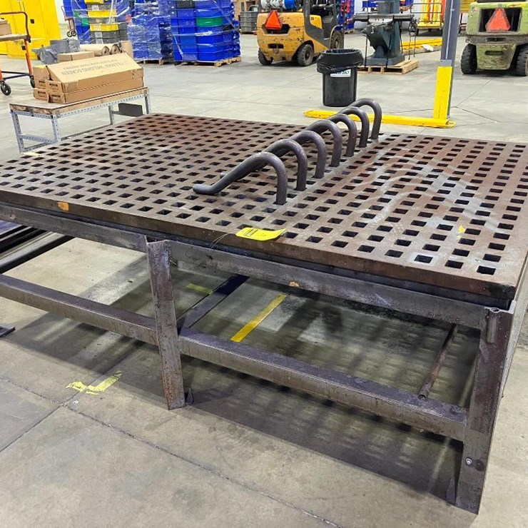 ACORN 60"X96" WELDING TABLE, 1-3/4"X1-3/4" FIXTURE INPUTS, W/ ASSORTED HOLD DOWNS