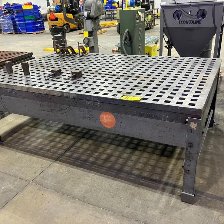 ACORN 60"X96" WELDING TABLE, 1-3/4"X1-3/4" FIXTURE INPUTS, W/ ASSORTED HOLD DOWNS
