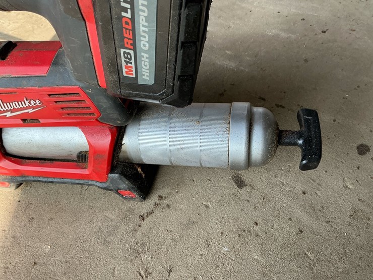 #108-•-milwaukee-m18-cordless-tool-lot:-2706-20-hammer-drill,-2646-20-grease-gun,-48-59-1808-rapid-charger-&-batteries-image-15