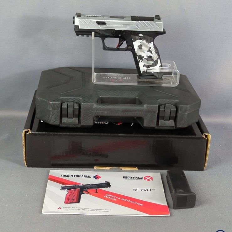 Fusion Firearms/ Ermo XF Pro 9x19 Pistol SN# TK670-25001062, 2 Total Mags, Cleaning Kit, Manual, Extra Grips, With Hard Case, In Original Box