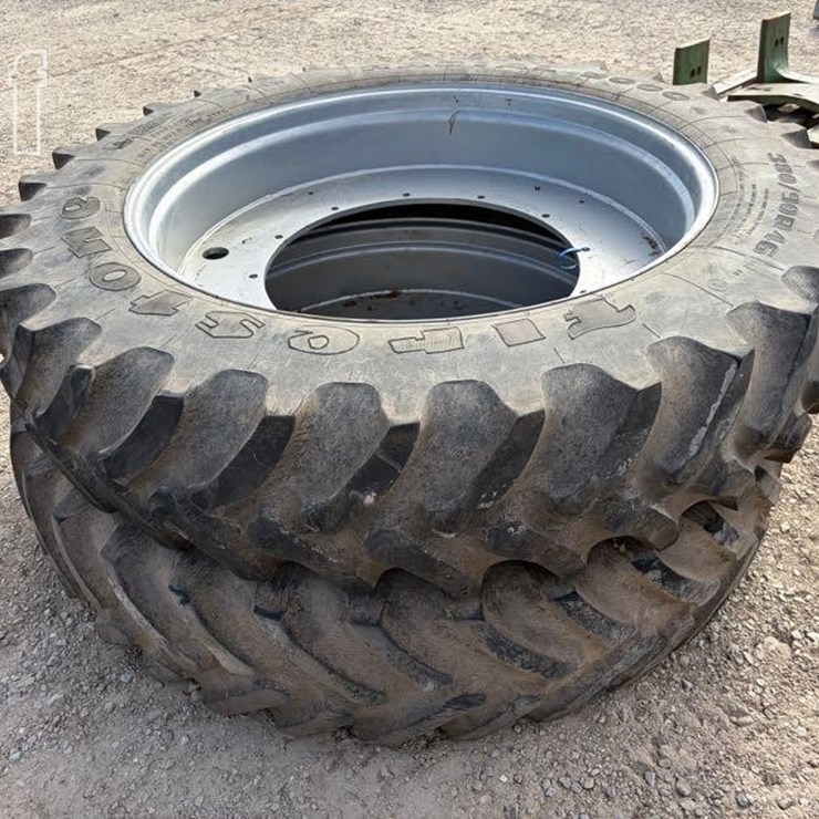 SET OF FIRESTONE 380/09/46 TIRES ON (12) BOLT RIMS