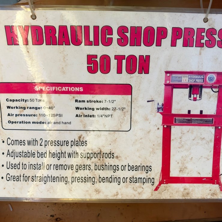 #115 • 50-Ton Air and Hand Hydraulic Shop Press