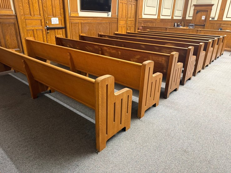 #46845-•-lot-of-(5)-wooden-pews-inv#46845-image-3