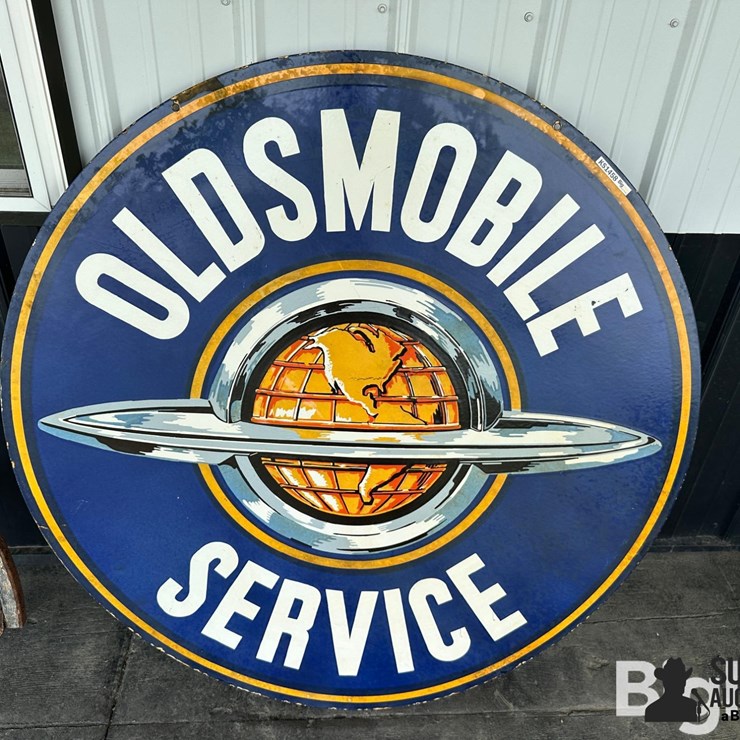 Vintage Oldsmobile Service 2-Sided Porcelain Sign