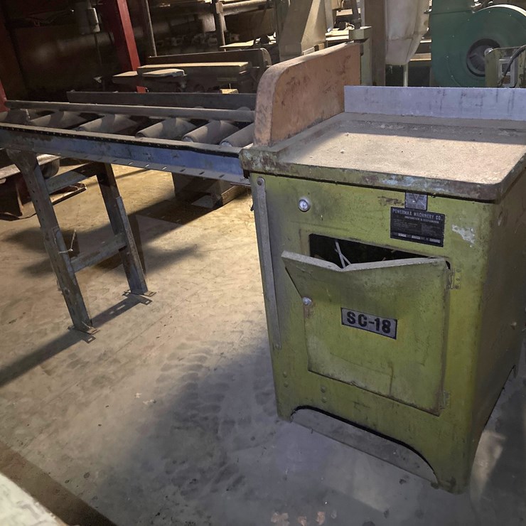 #164 • Powermax Machinery Co. SC-18 Industrial Saw with Roller Conveyor