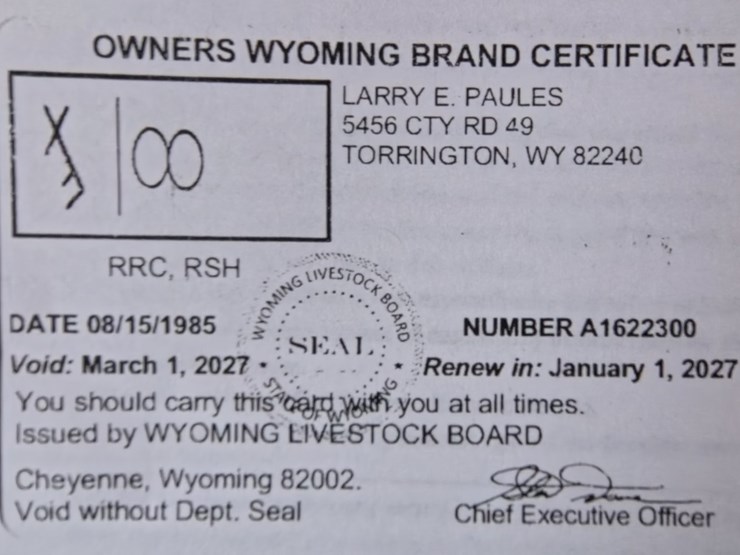 #1042-•-selling-wyoming-cattle-/-horse-brand-image-1