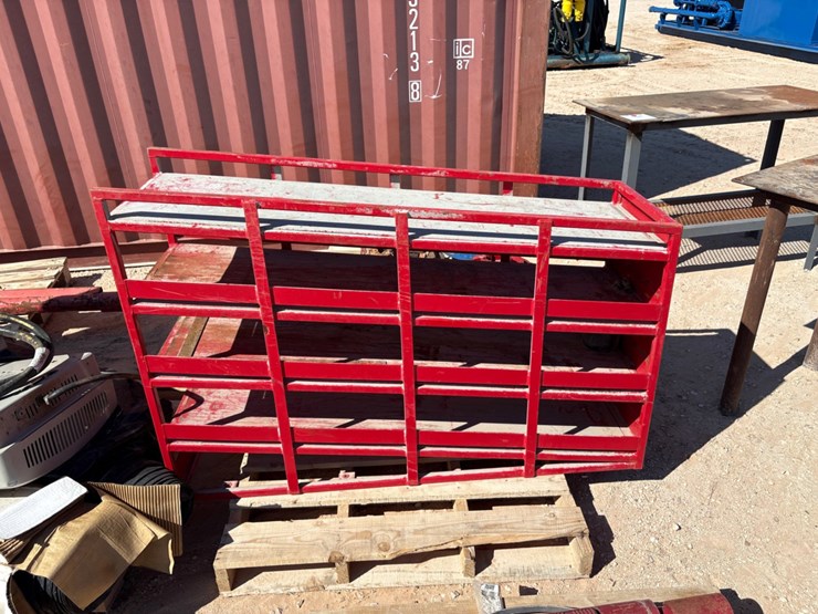 (2)-metal-shop-tables-&-tool-rack-image-1