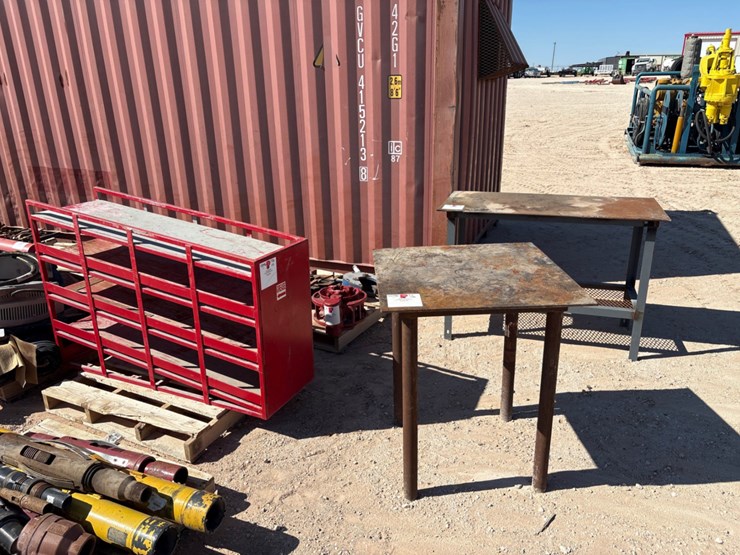(2)-metal-shop-tables-&-tool-rack-image-2