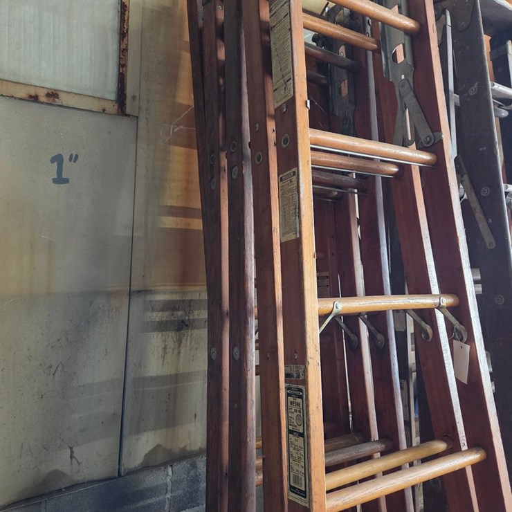 #22 • (2) 8 ft wooden "A" ladder with 7 ft extension