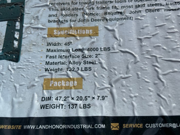 #4063-•-landhonor-45"-pallet-fork-frame-attachment-with-bale-spear-and-2"-hitch-receiver-image-5