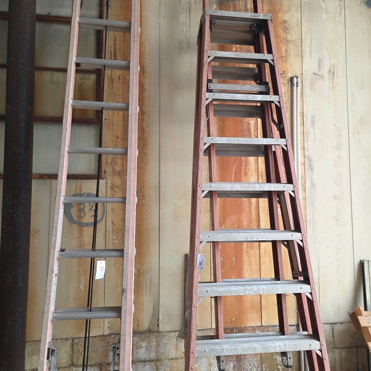 #23 • 10 ft "A" ladder with 8 ft extension (BROKEN) & 24 ft extension ladder