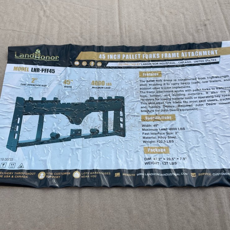 #4056 • LandHonor 45" Pallet Fork Frame Attachment