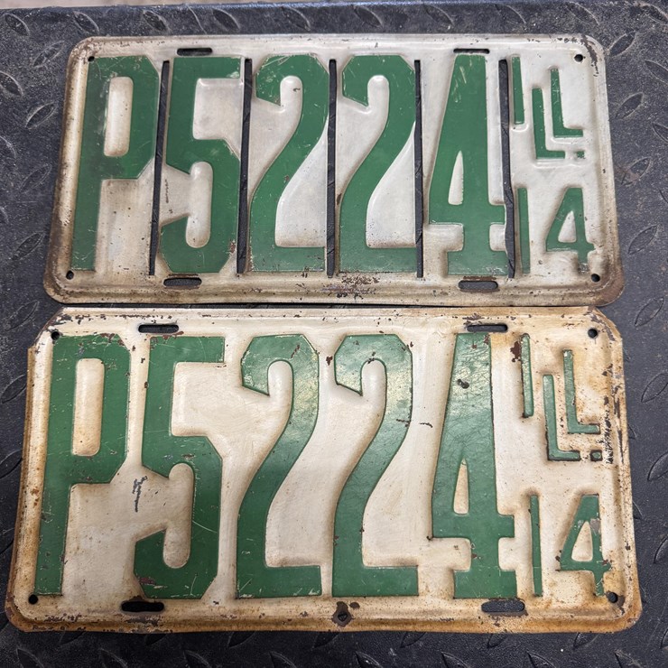 Match Pair Of 1914 IL License Plate