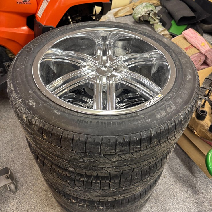 4 - 20" Polished Aluminum Wheels With UniRoyal P245/50R20 Tires