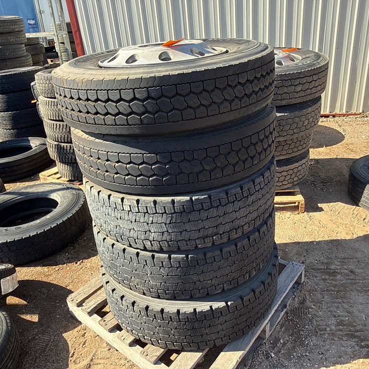 #6981 • (5) Commercial Truck Tires with Wheels