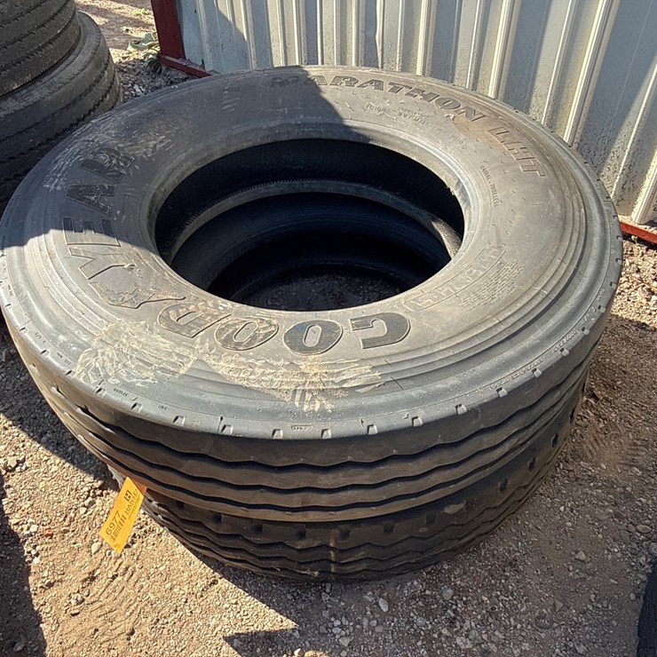 #6977 • (2) Goodyear Marathon LHT 11R22.5 Commercial Truck Tires