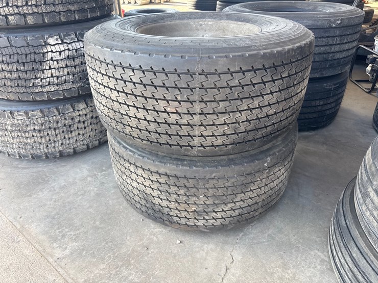 #6989-•-(2)-commercial-truck-tires-with-rims-image-1