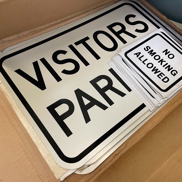 #1544 • No Smoking Stickers with Visitor Parking Signs