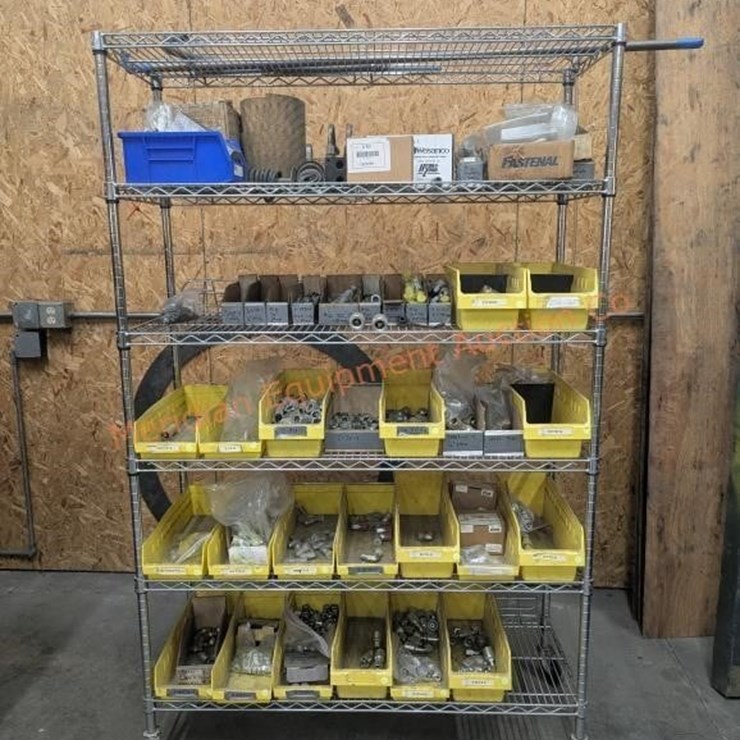 Wire Rolling Rack w/ Asst Pipe/Plumbing Fittings