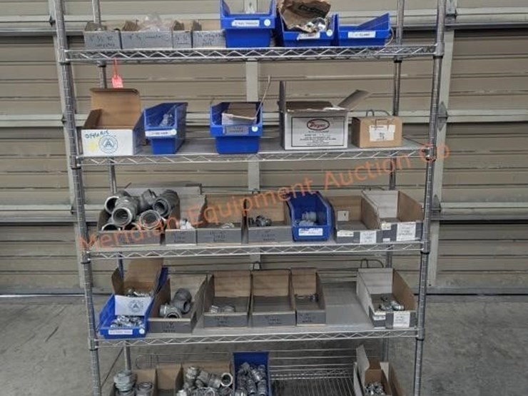 wire-rack-w/-asst-electrical-fittings-&-misc-parts-image-1