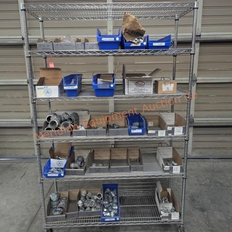 Wire Rack w/ Asst Electrical Fittings & Misc Parts