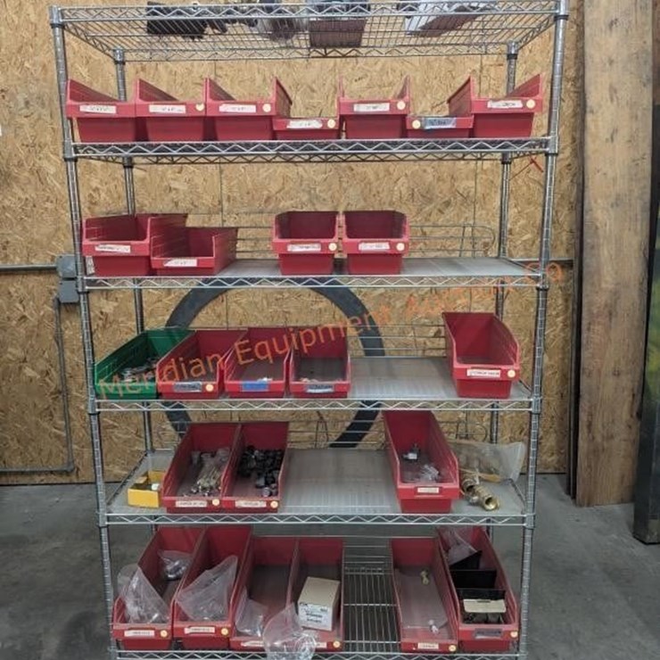 Wire Rolling Rack w/ Asst Pipe/Plumbing Fittings