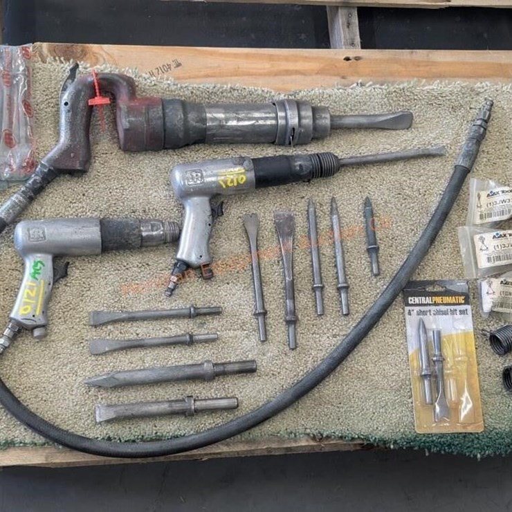 3- Assorted Air Pneumatic Chisels w/ Accessories