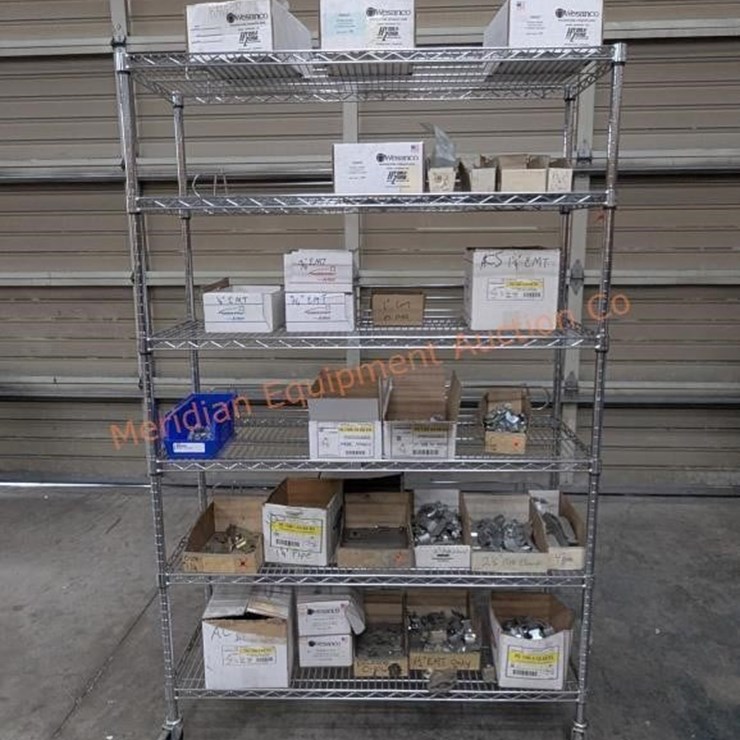 Wire Rolling Rack w/ Assorted Electrical Parts