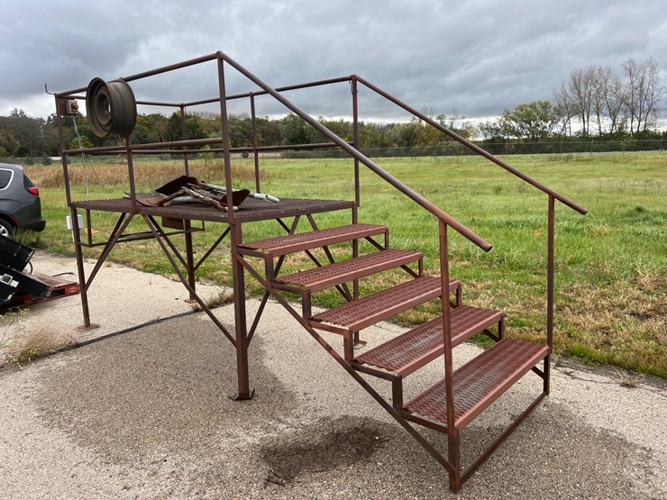 #2104-•-steel-elevated-work-platform-with-stairs-image-1