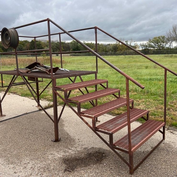 #2104 • Steel Elevated Work Platform with Stairs