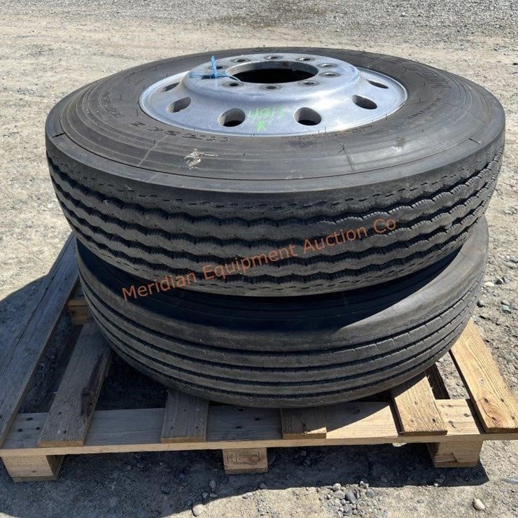 2-11R22.4 Truck Tires w/ Aluminum Rims