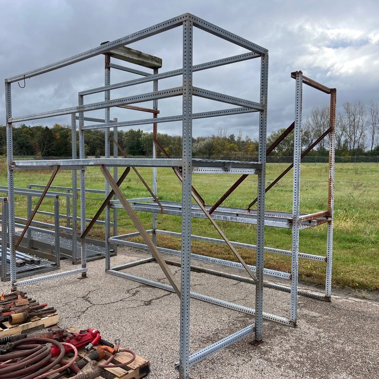 #2102 • (2) Galvanized Perforated Steel Storage Rack Frames