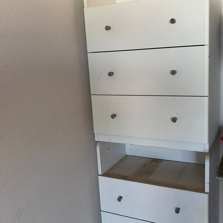 #43 • (2) White 3 drawer cabinets