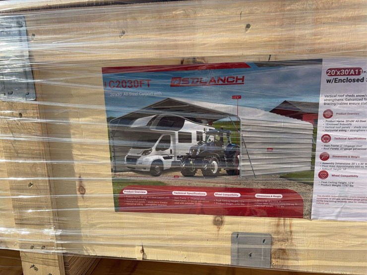 sdlanch-c2030ft-20'x30'-steel-carport-with-enclosed-sidewalls-image-2