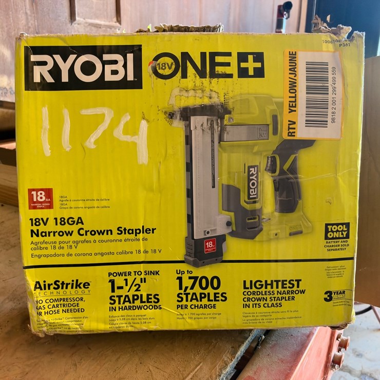 #1174 • Ryobi 18V Narrow Crown Stapler
