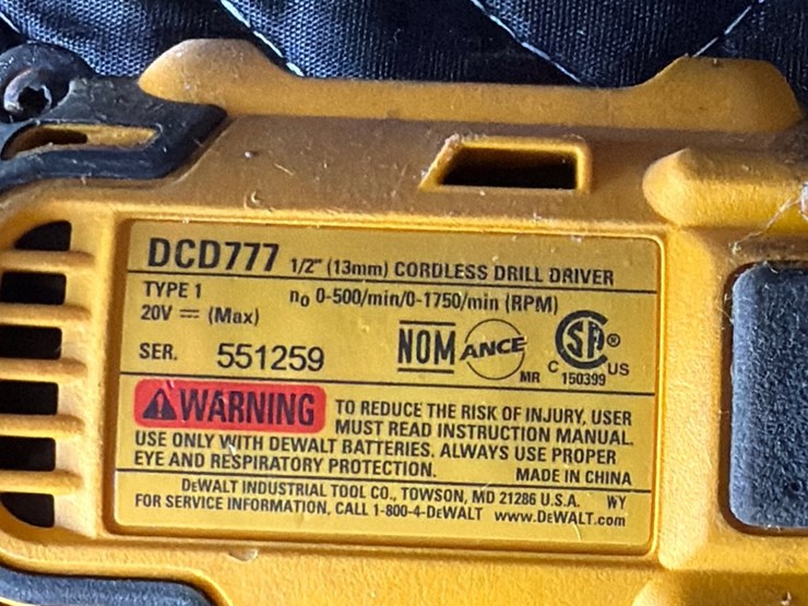 #63-•-dewalt-model-dcd777-20-v-cordless-screw-gun-with-extra-battery-and-charger-image-3