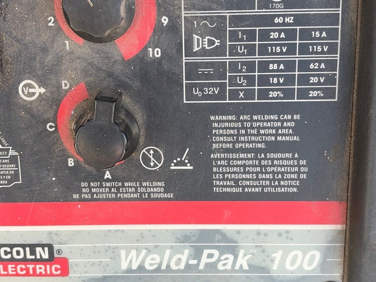 #49-•-lincoln-weld-pak-100-ark-welder-with-cart-image-2