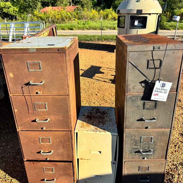 #9002 • 3 Metal Filing Cabinets